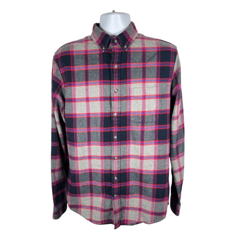 Lands' End Mens Size MT Tailored Fit Flagship Plaid Flannel Button D Shirt -2207